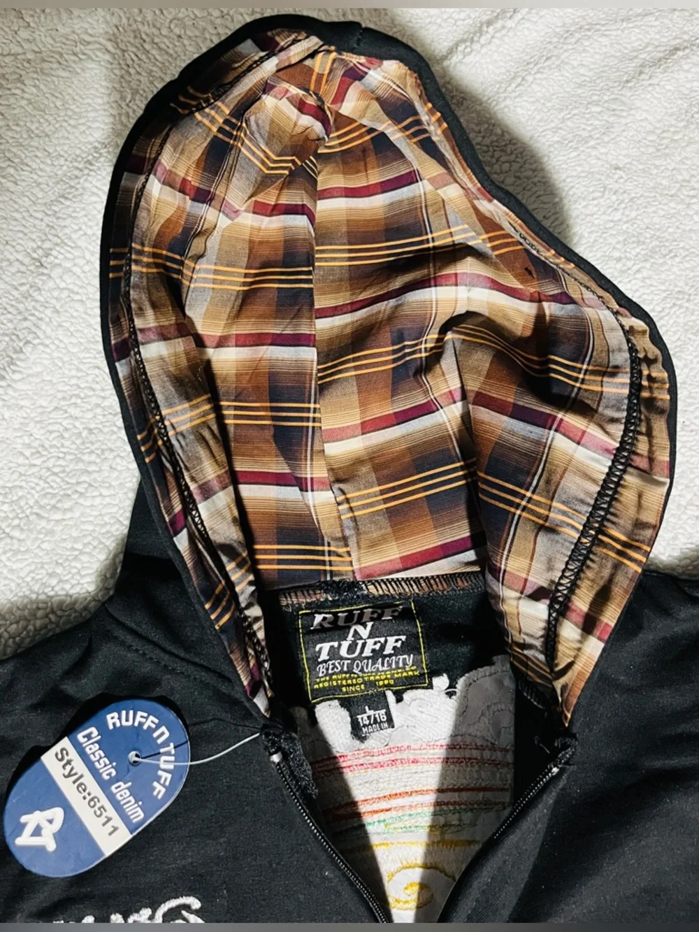 Ruff n Tuff NWT Black Zip-Up Hoodie Jacket with Hood Lining